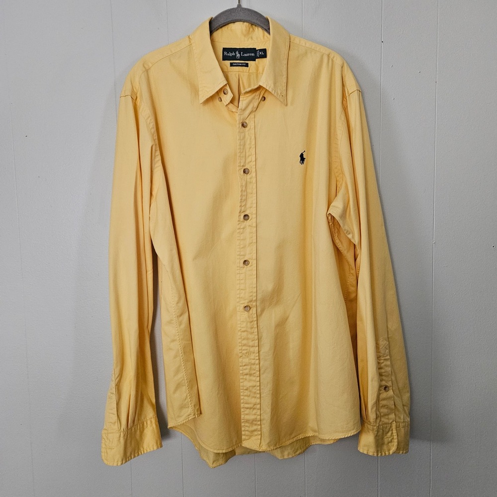 Ralph Lauren Shirt Mens XL Oxford Custom Fit Long Sleeve Button Up Business